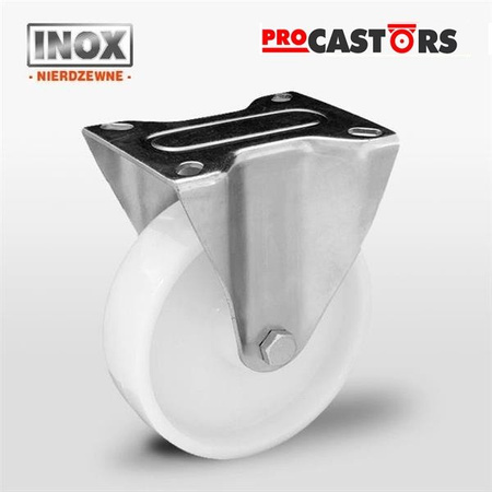 Zestaw kołowy nierdzewny stały TPX-POBW 200S z kołem poliamidowym. Nośność 400 kg / 200mm/ ślizgowe