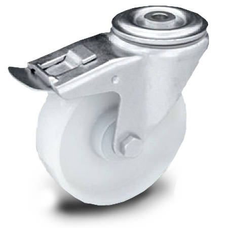 Koło poliamidowe skrętne z hamulcem KJM-POOB 125K1-HC z kołem poliamidowym. Nośność 300 kg / 125mm/ kulkowe