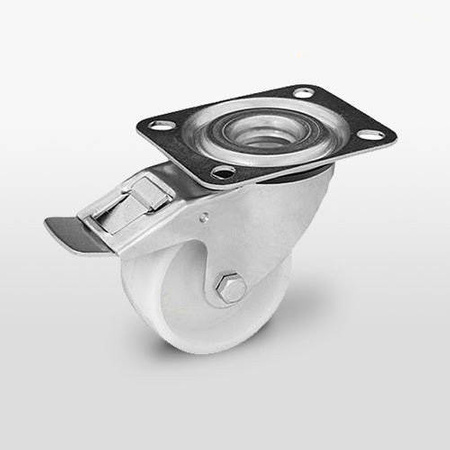 Zestaw kołowy skrętny z hamulcem KPE-POB 125S-HC z kołem poliamidowym. Nośność 150 kg / 125mm/ ślizgowe