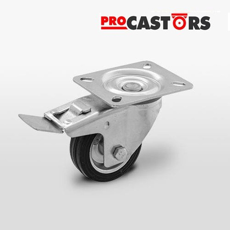 Zestaw kołowy skrętny z hamulcem CKPW-SG 125W-HC koło metalowo-gumowe stalowa piasta Nośność 100 kg / 125mm / wałeczkowe