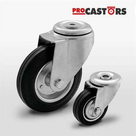 Koło gumowe obrotowe fi 80mm CKJS-SG 80W koło metalowo-gumowe stalowa piasta Nośność 50 kg / 80mm / wałeczkowe