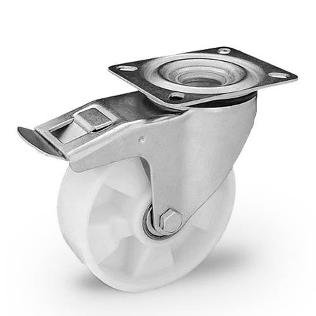 Koło poliamidowe obrotowe z hamulcem KPM-POOB 125K1-HC z kołem poliamidowym. Nośność 300 kg / 125mm/ kulkowe