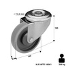 Zestaw kołowy skrętny KJE-WTE 160K1 z szarą gumą piasta polipropylenowa Nośność 200 kg / 160mm/ kulkowe
