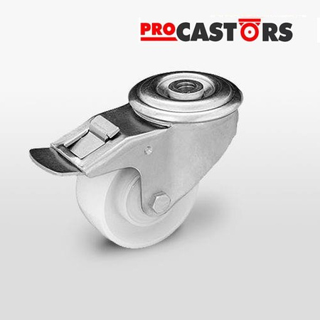 Zestaw kołowy skrętny z hamulcem KJE-POB 80K1-HC z kołem poliamidowym. Nośność 150 kg / 80mm/ kulkowe