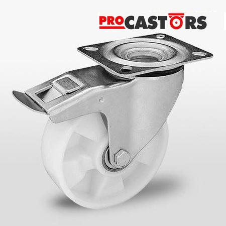 Koła poliamidowe obrotowe z hamulcem KPM-POBW 160K-HC 160mm 400 kg do wózka transportowego obrotowe mocne