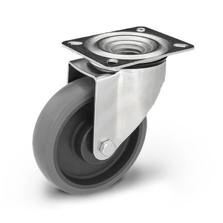 Kółko obrotowe skrętne KPE-WTE 125K1 transportowe przemysłowe z szarą gumą piasta polipropylenowa Nośność 120 kg / 125mm/ kulkowe