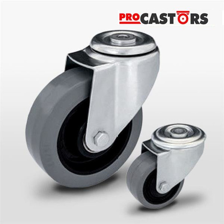 Zestaw kołowy skrętny KJE-POGES 100K1 z kołem gumowym piasta poliamid. Nośność 150 kg / 100mm/ kulkowe