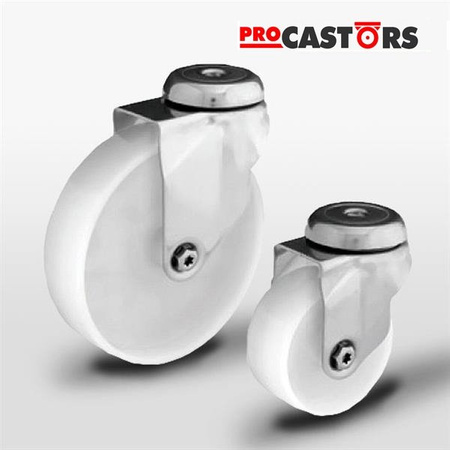 Zestaw kołowy nierdzewny skrętny SX075NAHS z kołem poliamidowym. Nośność 70 kg / 75mm/ ślizgowe