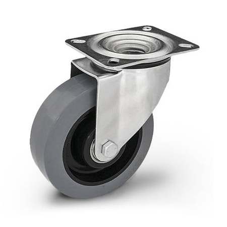 Zestaw kołowy skrętny KPE-POGES 200K z kołem gumowym piasta poliamid. Nośność 350 kg / 200mm/ kulkowe