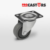 Kółko obrotowe skrętne KPE-WTE 80K1 transportowe z szarą gumą piasta polipropylenowa Nośność 90 kg / 80mm/ kulkowe