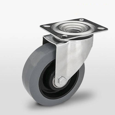 Zestaw kołowy skrętny KPM-POOGES 160K z kołem gumowym piasta poliamid. Nośność 300 kg / 160mm/ kulkowe