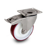 Zestaw kołowy skrętny nierdzewny z hamulcem KPX-POPUB 200XK-HC piasta poliamid bieżnik PU 400kg / 200mm / kulkowe