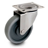 Zestaw kołowy nierdzewny skrętny KPX-WTE 125K1(40) z kołem polipropylenowym i gumową oponką. Nośność 150 kg / 125mm/ kulkowe
