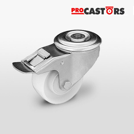 Zestaw kołowy skrętny z hamulcem KJE-POBW 200K-HC z kołem poliamidowym. Nośność 350 kg / 200mm/ kulkowe