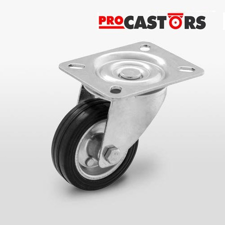 Zestaw kołowy skrętny CKPW-SG 100W koło metalowo-gumowe stalowa piasta Nośność 70 kg / 100mm / wałeczkowe