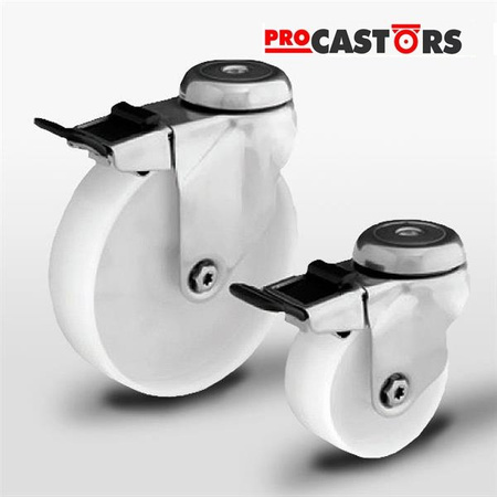 Zestaw kołowy nierdzewny skrętny z hamulcem SX150NAHS-BK z kołem poliamidowym. Nośność 100 kg / 150mm/ ślizgowe