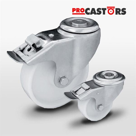 Zestaw kołowy skrętny z hamulcem KJE-POB 100S-HC z kołem poliamidowym. Nośność 150 kg / 100mm/ ślizgowe