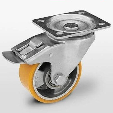 Kółka do wózka transportowe z hamulcem 80 mm obrotowe transportowe do dużych obciążeń KPM-ALPU 80K-HC 200 kg / 600-800 kg Kóka skrętne do wózków platform 100mm Zestaw kołowy