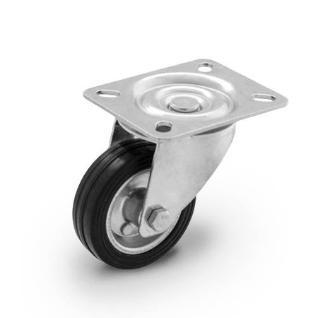 Zestaw kołowy skrętny CKPW-SG 100W koło metalowo-gumowe stalowa piasta Nośność 70 kg / 100mm / wałeczkowe