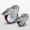 Zestaw kołowy skrętny nierdzewny z hamulcem KJX-POPUB 100K1-HC piasta poliamid bieżnik PU 200kg / 100mm / kulkowe