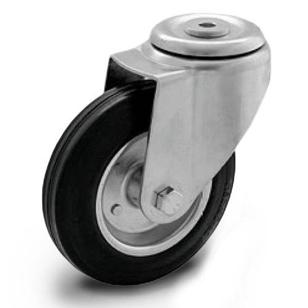 Zestaw kołowy skrętny KJE-SG 160W koło metalowo-gumowe stalowa piasta Nośność 150 kg / 160mm / wałeczkowe