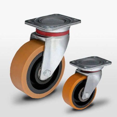 Zestaw kołowy skrętny KPH-ZPU 200K z bieżnikiem poliuretanowym. Nośność 800 kg / 200mm/ kulkowe