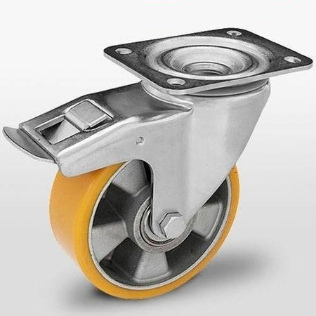 Kółka do wózka transportowe z hamulcem 160 mm 500 kg obrotowe transportowe do dużych obciążeń KPM-ALPU 160K-HC 500 kg / 1500-2000 kg Kóka skrętne do wózków platform 16cm Zestaw kołowy