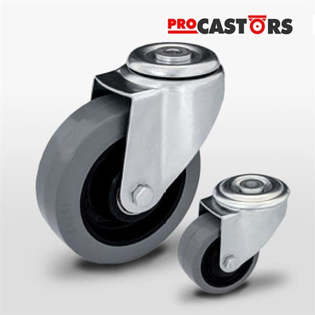 Zestaw kołowy skrętny KJE-POGES 200K1 z kołem gumowym piasta poliamid. Nośność 350 kg / 200mm/ kulkowe