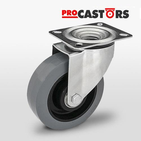 Zestaw kołowy skrętny KPM-POOGES 200K z kołem gumowym piasta poliamid. Nośność 400 kg / 200mm/ kulkowe