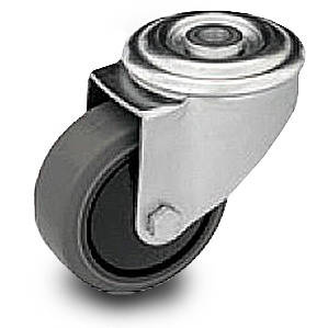 Kółko obrotowe do wózka KJE-WTE 100K1 z szarą gumą piasta polipropylenowa Nośność 100 kg / 100mm/ kulkowe