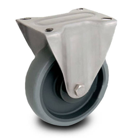Zestaw kołowy nierdzewny stały TPX-WTE 160K1 z kołem polipropylenowym i gumową oponką. Nośność 200 kg / 160mm/ kulkowe