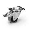 Zestaw kołowy skrętny z hamulcem KPE-POGES 100K1-HC z kołem gumowym piasta poliamid. Nośność 150 kg / 100mm/ kulkowe