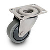 Zestaw kołowy nierdzewny skrętny KPX-WTE 125K1 z kołem polipropylenowym i gumową oponką. Nośność 120 kg / 125mm/ kulkowe