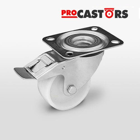 Zestaw kołowy skrętny z hamulcem KPE-POB 80S-HC z kołem poliamidowym. Nośność 150 kg / 80mm/ ślizgowe