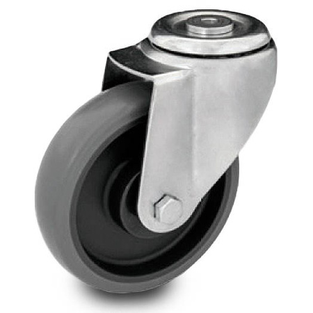 Zestaw kołowy skrętny KJE-WTE 200K1 z szarą gumą piasta polipropylenowa Nośność 220 kg / 200mm/ kulkowe