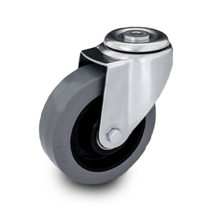 Zestaw kołowy skrętny KJE-POGES 160K1 z kołem gumowym piasta poliamid. Nośność 300 kg / 160mm/ kulkowe