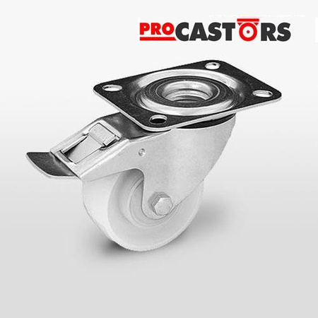 Koła poliamidowe obrotowe z hamulcem KPM-POB 100K-HC 100mm 200 kg do wózka transportowego obrotowe mocne