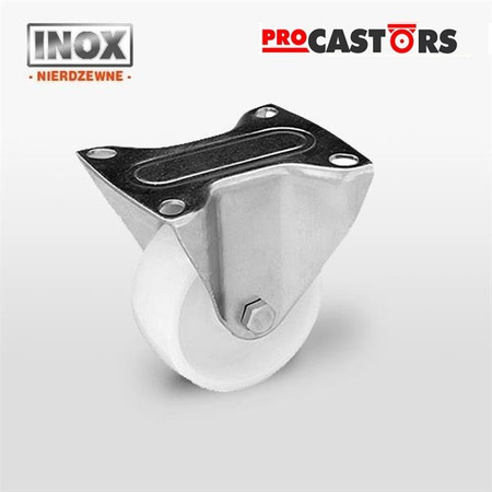 Zestaw kołowy nierdzewny stały TPX-POB 125S z kołem poliamidowym. Nośność 200 kg / 125mm/ ślizgowe
