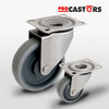 Zestaw kołowy nierdzewny skrętny KPX-WTE 160K1 z kołem polipropylenowym i gumową oponką. Nośność 200 kg / 160mm/ kulkowe