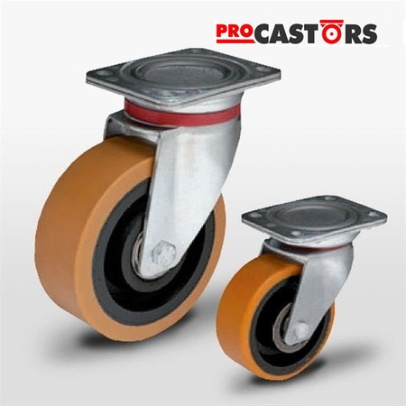 Zestaw kołowy skrętny KPH-ZPU 200K z bieżnikiem poliuretanowym. Nośność 800 kg / 200mm/ kulkowe