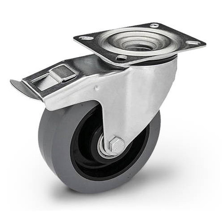 Zestaw kołowy skrętny KPM-POOGES 200K-HC z kołem gumowym piasta poliamid. Nośność 400 kg / 200mm/ kulkowe