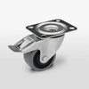 Zestaw kołowy skrętny z hamulcem KPE-POGES 100K1-HC z kołem gumowym piasta poliamid. Nośność 150 kg / 100mm/ kulkowe