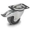 Kółko obrotowe skrętne z hamulcem KPE-WTE 80K1-HC transportowe przemysłowe z blokadą z szarą gumą piasta polipropylenowa Nośność 90 kg / 80mm/ kulkowe