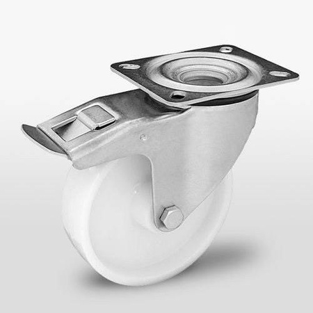 Zestaw kołowy skrętny z hamulcem KPE-POBW 160S-HC z kołem poliamidowym. Nośność 350 kg / 160mm/ ślizgowe