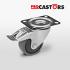 Kółko obrotowe skrętne z hamulcem KPE-WTE 100K1-HC transportowe przemysłowe z blokadą z szarą gumą piasta polipropylenowa Nośność 100 kg / 100mm/ kulkowe