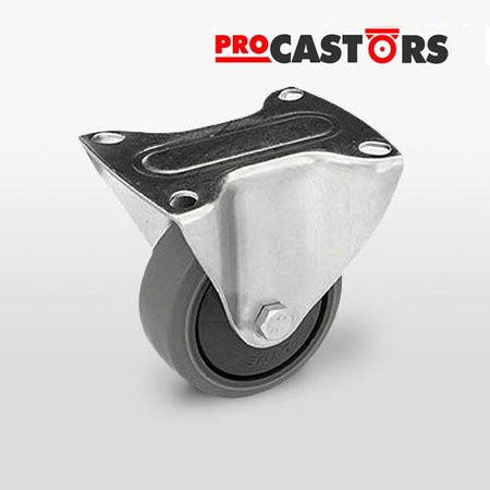 Zestaw kołowy stały TPE-WTE 80K1 z szarą gumą piasta polipropylenowa Nośność 90 kg / 80mm/ kulkowe