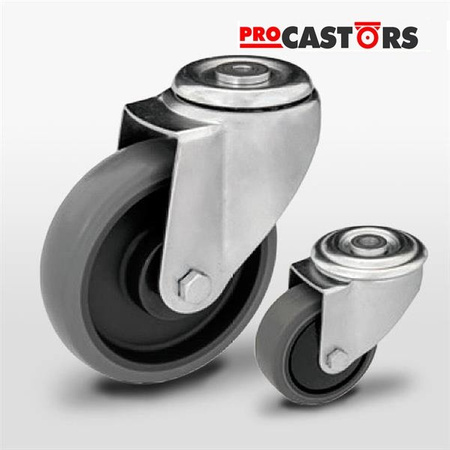 Zestaw kołowy skrętny KJE-WTE 160K1 z szarą gumą piasta polipropylenowa Nośność 200 kg / 160mm/ kulkowe