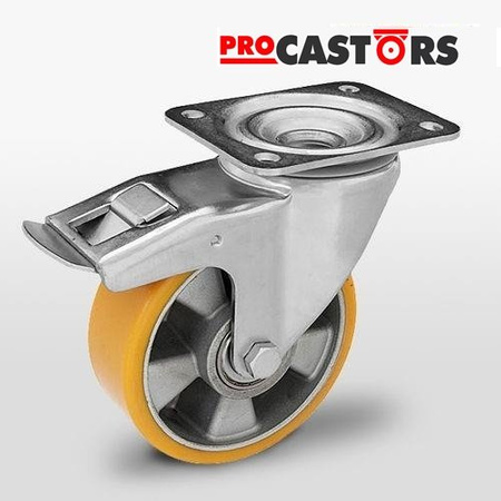 Kółka do wózka transportowe z hamulcem 160 mm 500 kg obrotowe transportowe do dużych obciążeń KPM-ALPU 160K-HC 500 kg / 1500-2000 kg Kóka skrętne do wózków platform 16cm Zestaw kołowy