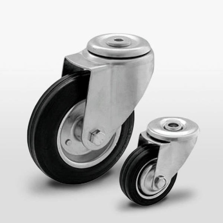 Koło gumowe obrotowe fi 100mm CKJS-SG 100W koło metalowo-gumowe stalowa piasta Nośność 70 kg / 100mm / wałeczkowe