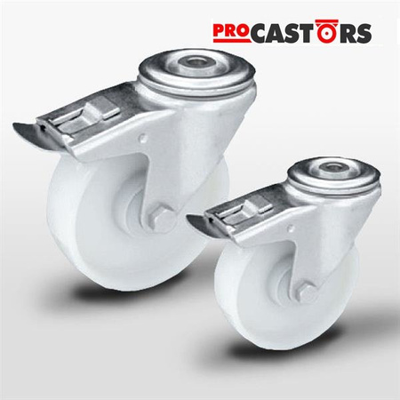 Koło poliamidowe skrętne z hamulcem KJM-POOB 100K1-HC z kołem poliamidowym. Nośność 250 kg / 100mm/ kulkowe